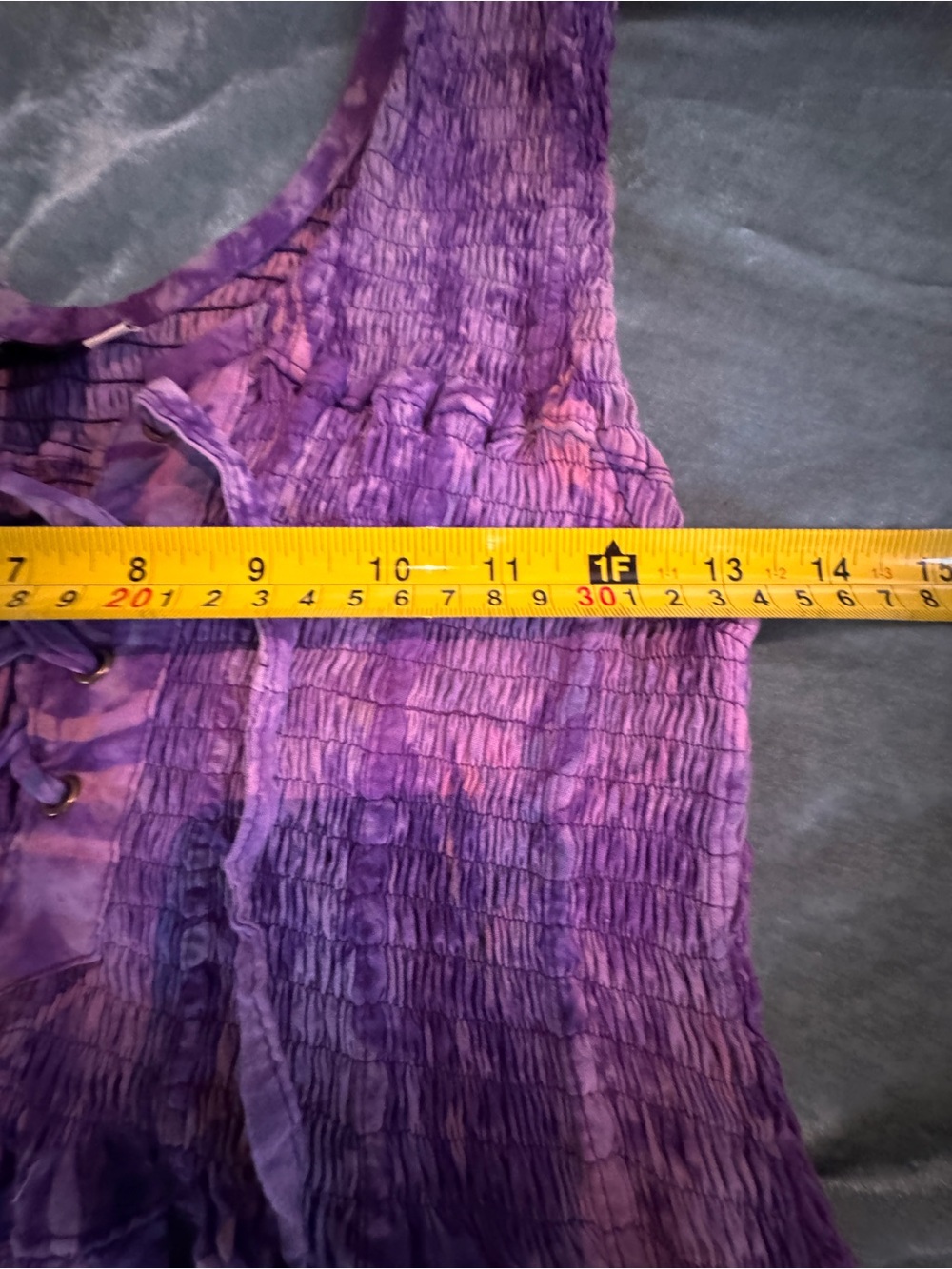 Sleeveless Purple Tie-Dye Lace-Up Mini Dress - Picture 5 of 7